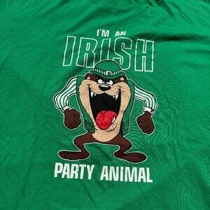 Vintage Taz Looney Tunes Irish Party Animal Green St Patrick Shirt Size Large